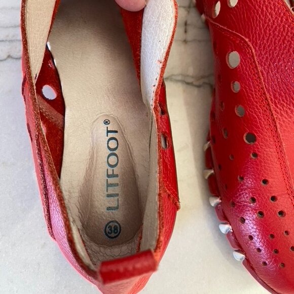 Litfoot Women's Red Leather Velcro walking shoe sz 38 - Picture 5 of 7